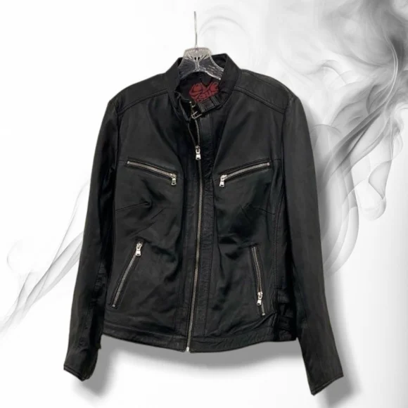 SLINK Jeans Plus LAMB LEATHER Crop Moto Jacket Women's Size XL , 1X - Picture 4 of 14